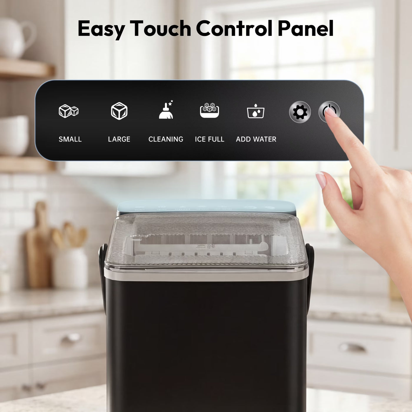 EUHOMY Countertop Ice Maker with Handle, 26 lbs/Day Portable Ice Machine, 9 Bullet Cubes in 6 Minutes, 2 Ice Sizes, Self-Cleaning, 1.1L Water Tank