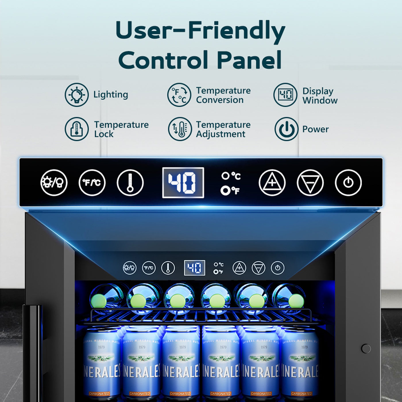 EUHOMY 130 Can Beverage Refrigerator Cooler, 3.2 Cu.Ft Under Counter Drink Fridge for Soda, Water & Wine, Adjustable Temperature Control for Home Kitchen Bar