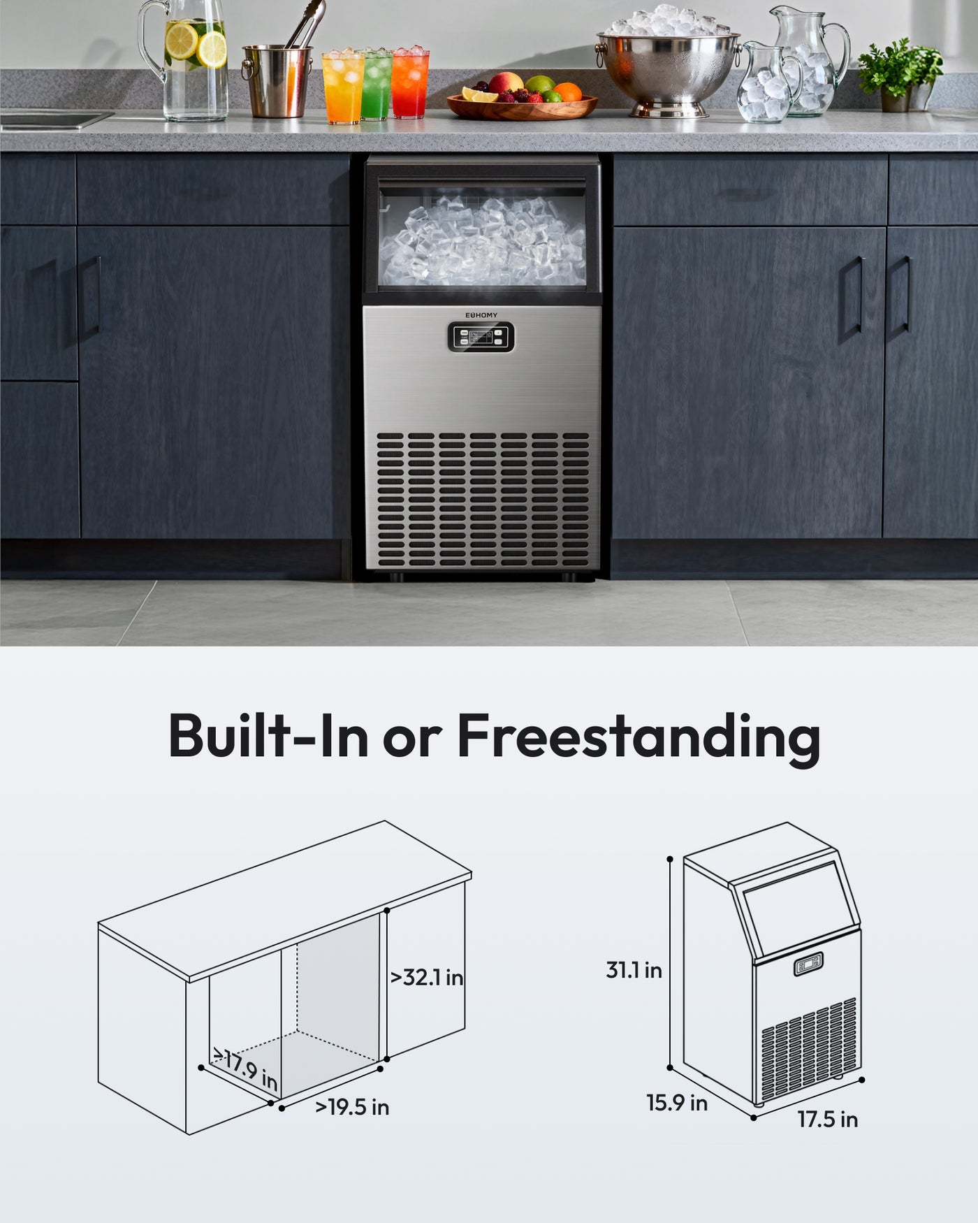 Euhomy Lucid M1 Cube Commercial Ice Maker